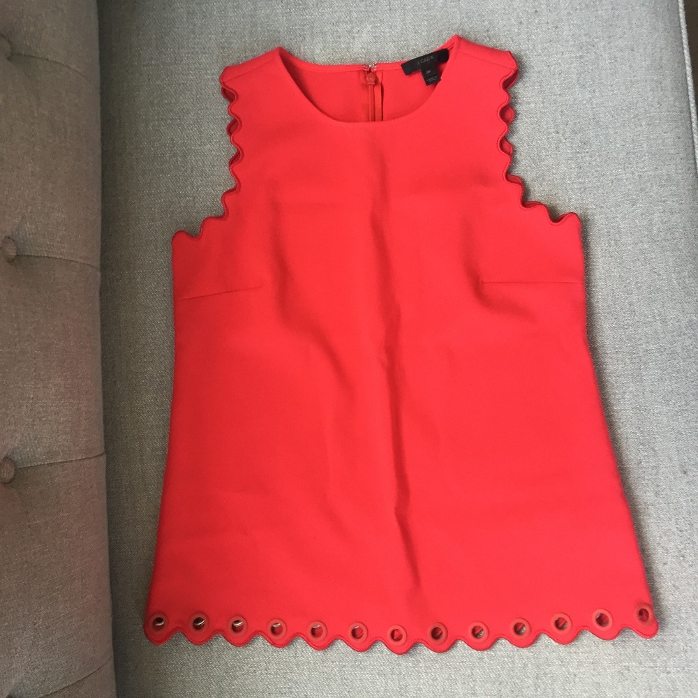 J.Crew Red Scalloped Tank  (causal and work)